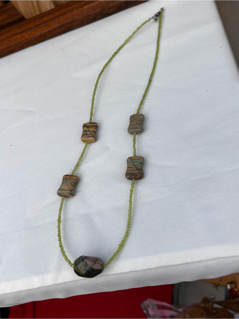 Green Beaded Necklace with Accent beads
